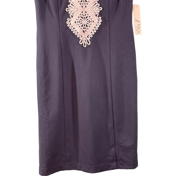 Eliza J Charisma Sleeveless Lace Knit Sheath Dress Navy Size 6 - Picture 3 of 8